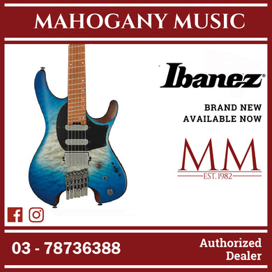 Ibanez QX54QM-BSM Q Series Headless Electric Guitar, Blue Sphere Burst Matte
