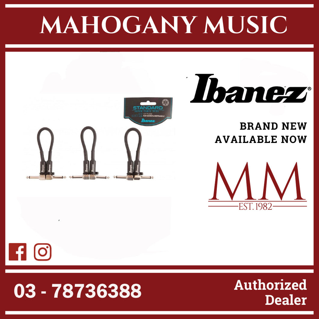 Ibanez SI05P3 Guitar Cable, 3/Set Patch Cable 2 Right Angled Plugs