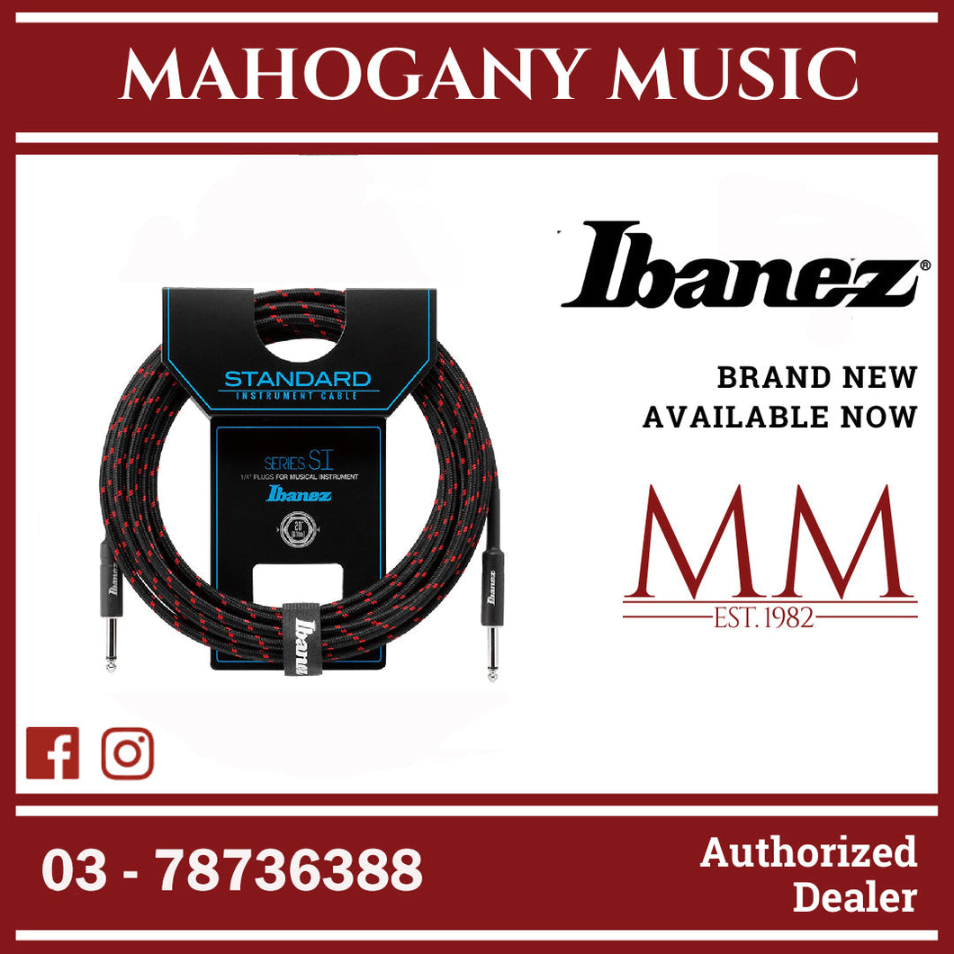 Ibanez SI20-BW Woven Guitar Cable, 2 Straight Plugs
