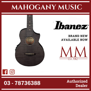 Ibanez UEW12E-BIF Cutaway Concert Ukulele, Black Ice Flat