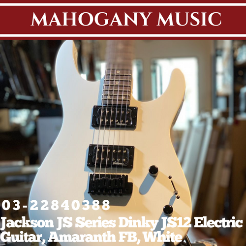 Jackson JS Series Dinky JS12 Electric Guitar, Amaranth FB, White