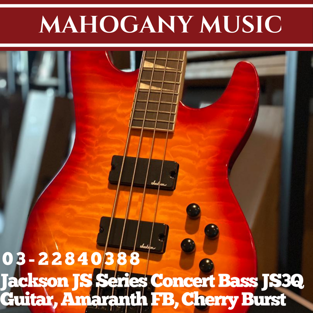 Jackson JS Series Concert Bass JS3Q Guitar, Amaranth FB, Cherry Burst