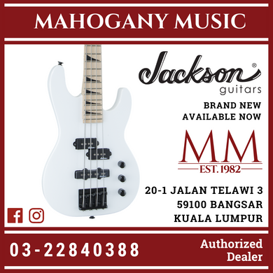 Jackson JS Series Concert Bass Minion JS1X Guitar, Maple FB, Snow White