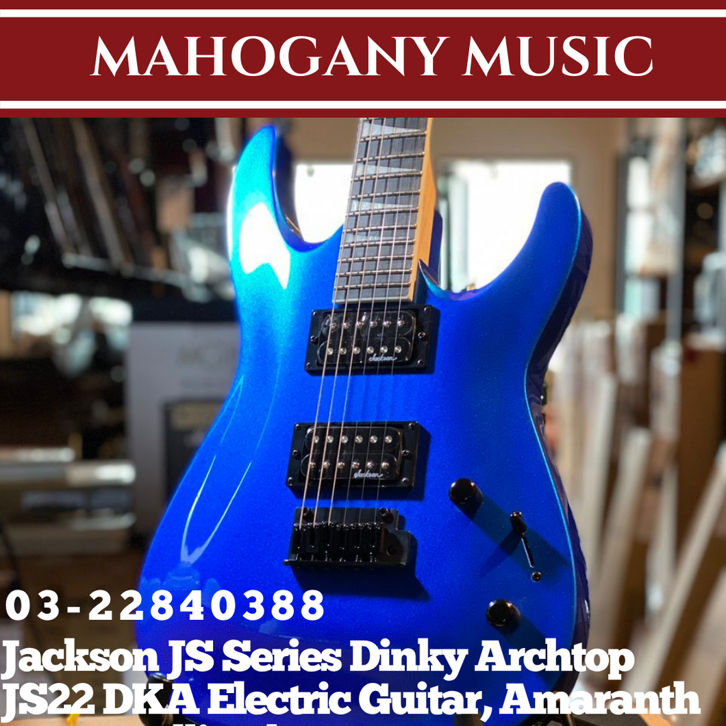 Jackson JS Series Dinky Archtop JS22 DKA Electric Guitar, Amaranth FB, Metallic Blue