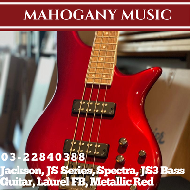 Jackson JS Series Spectra JS3 Bass Guitar, Laurel FB, Metallic Red