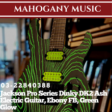 Jackson Pro Series Dinky DK2 Ash Electric Guitar, Ebony FB, Green Glow