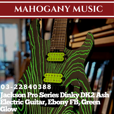 Jackson Pro Series Dinky DK2 Ash Electric Guitar, Ebony FB, Green Glow