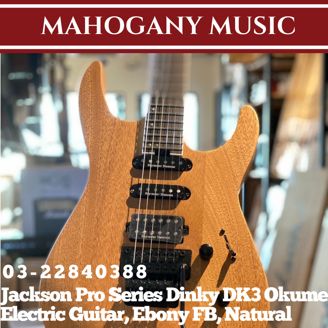 Jackson Pro Series Dinky DK3 Okume Electric Guitar, Ebony FB, Natural