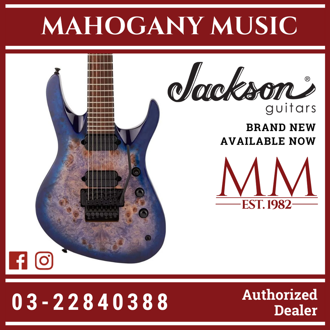 Jackson Pro Series Signature Chris Broderick Soloist 7P Elec Guitar, Laurel FB, Transparent Blue