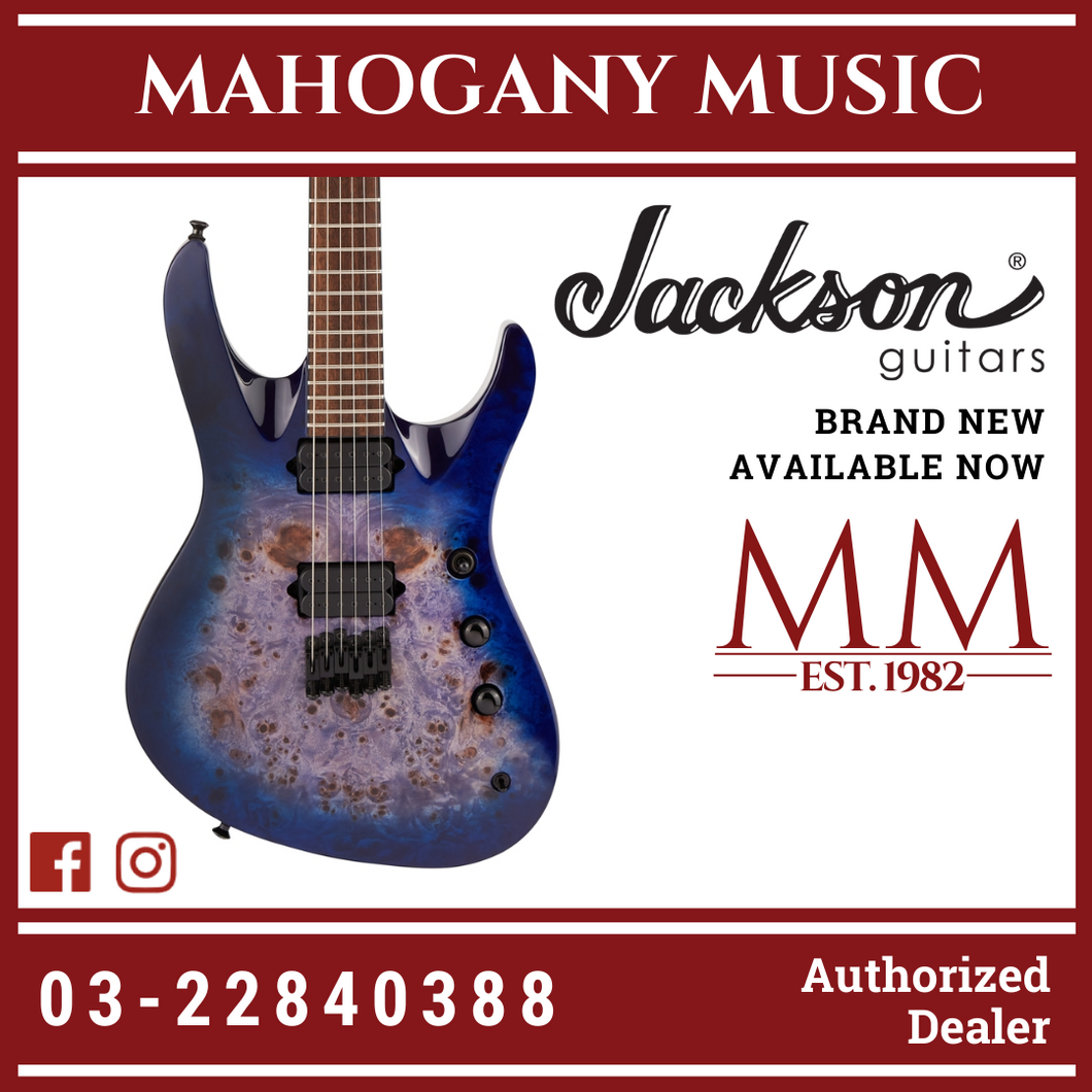 Jackson Pro Series Signature Chris Broderick Soloist HT6P Elec Guitar, Laurel FB, Transparent Blue