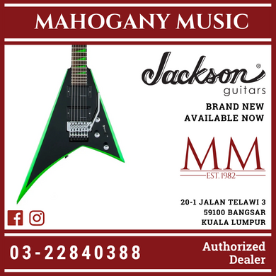 Jackson X series Rhoads RRX24 Electric Guitar, Rosewood FB, Black w/Neon Green Bevels
