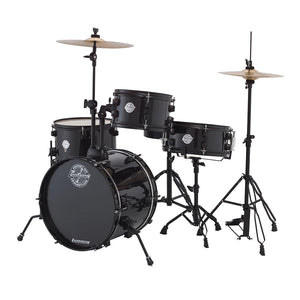 Ludwig LC178X016DIR Pocket Kit 4-Piece Drum Kit w/Hardware+Cymbals, Black Sparkle (16BD+13FT+10TT+12SD)
