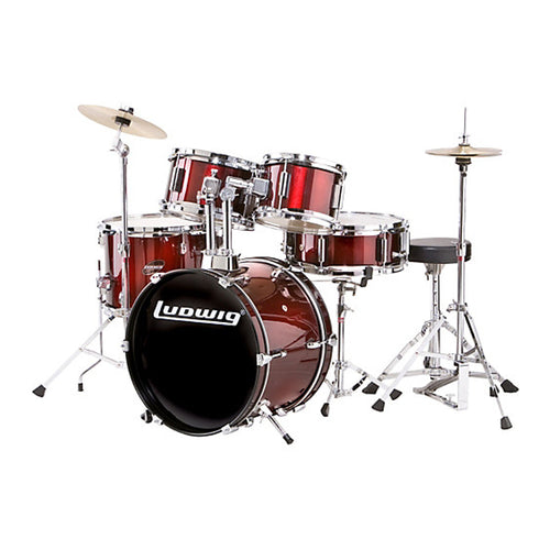 [PREORDER] Ludwig LJR1064DIR 5-Piece Junior Drum Kit w/ Hardware+Throne+Cymbal, Wine Red (16x10 BD+13x10 FT+8x5 TT+10x5 TT+12x4 SD)