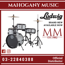 Ludwig LC178X029DIR Pocket Kit 4-Piece Drum Kit w/Hardware+Cymbals, White Sparkle (16" BD+13" FT+10" TT+12" SD)