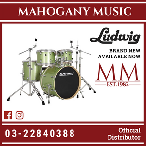 Ludwig LE520018 Evolution 5-Piece Drum Kit w/Hardware & Throne, Mint (20x16 BD / 14x14 FT / 12x9 TT / 10x8 TT / 14x5 SD)