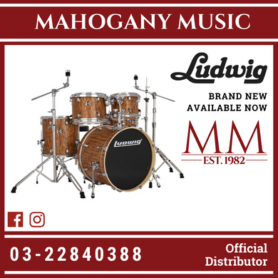 Ludwig LE522010 Evolution 5-Piece Drum Kit w/Hardware & Throne, Cherry (22x18 BD / 16x16 FT / 12x9 TT / 10x8 TT / 14x5 SD)