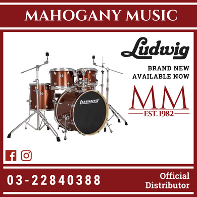 Ludwig LE522024 Evolution 5-Piece Drum Kit w/Hardware & Throne, Copper (22x18 BD / 16x16 FT / 12x9 TT / 10x8 TT / 14x5 SD)