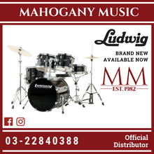 Ludwig LJR1061DIR 5-Piece Junior Drum Kit w/ Hardware+Throne+Cymbal, Black (16x10 BD+13x10 FT+8x5 TT+10x5 TT+12x4 SD)