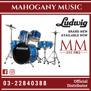 Ludwig LJR1062DIR 5-Piece Junior Drum Kit w/ Hardware+Throne+Cymbal, Blue (16x10 BD+13x10 FT+8x5 TT+10x5 TT+12x4 SD)