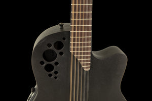 Ovation 2058TX-5-G E-Acoustic Guitar Elite TX Deep Contour Cutaway 12-string Black Textured