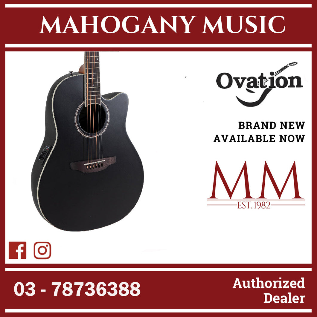 Ovation Applause AB24-5S E-Acoustic Guitar CS Mid Cutaway Black Satin