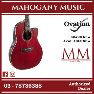 Ovation Applause AB24-2S E-Acoustic Guitar CS Mid Cutaway Ruby Red Satin
