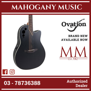 Ovation Applause AE44-5S E-Acoustic Guitar Mid Cutaway Black Satin