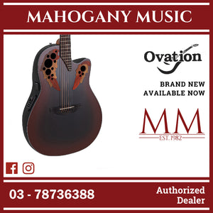 Ovation CE44-RRB-G E-Acoustic Guitar Celebrity Elite Mid Cutaway Reverse Red Burst