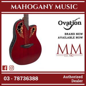 Ovation CE44-RR-G E-Acoustic Guitar Celebrity Elite Mid Cutaway Ruby Red