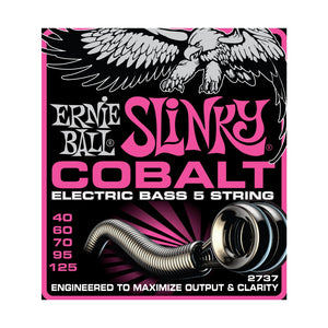 Ernie Ball P02737 Super Slinky Cobalt 5-String Electric Bass Strings, 40-125 Gauge