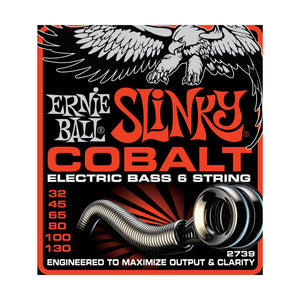 Ernie Ball P02739 Slinky Cobalt 6-String Electric Bass Strings, 32-130 Gauge
