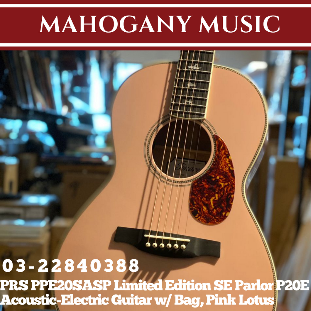 PRS PPE20SASP Limited Edition SE Parlor P20E Acoustic-Electric Guitar w/ Bag, Pink Lotus
