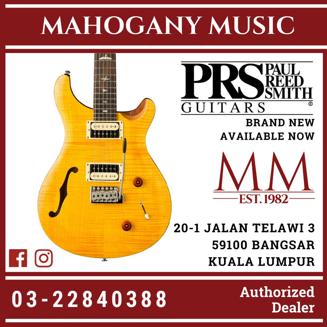 PRS SE Custom 22 Semi Hollow Electric Guitar w Bag Santana Yellow