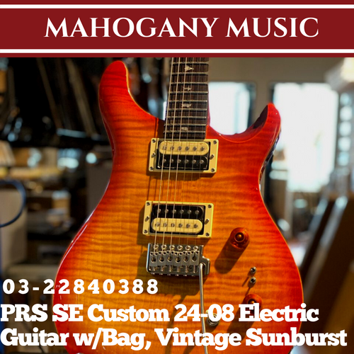 PRS SE Custom 24-08 Electric Guitar w/Bag, Vintage Sunburst