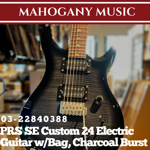 PRS SE Custom 24 Electric Guitar w/Bag, Charcoal Burst