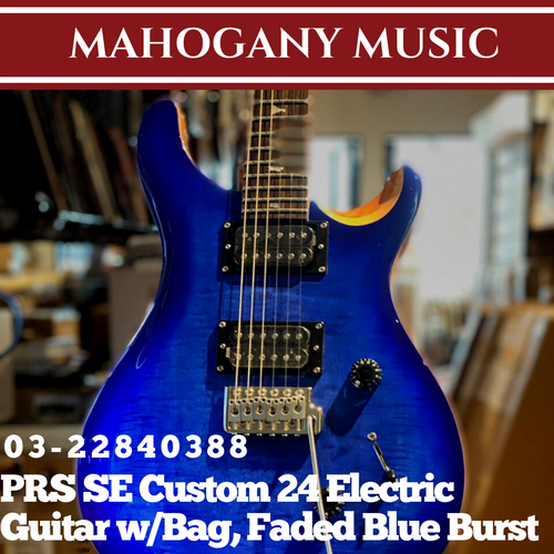 PRS SE Custom 24 Electric Guitar w/Bag, Faded Blue Burst