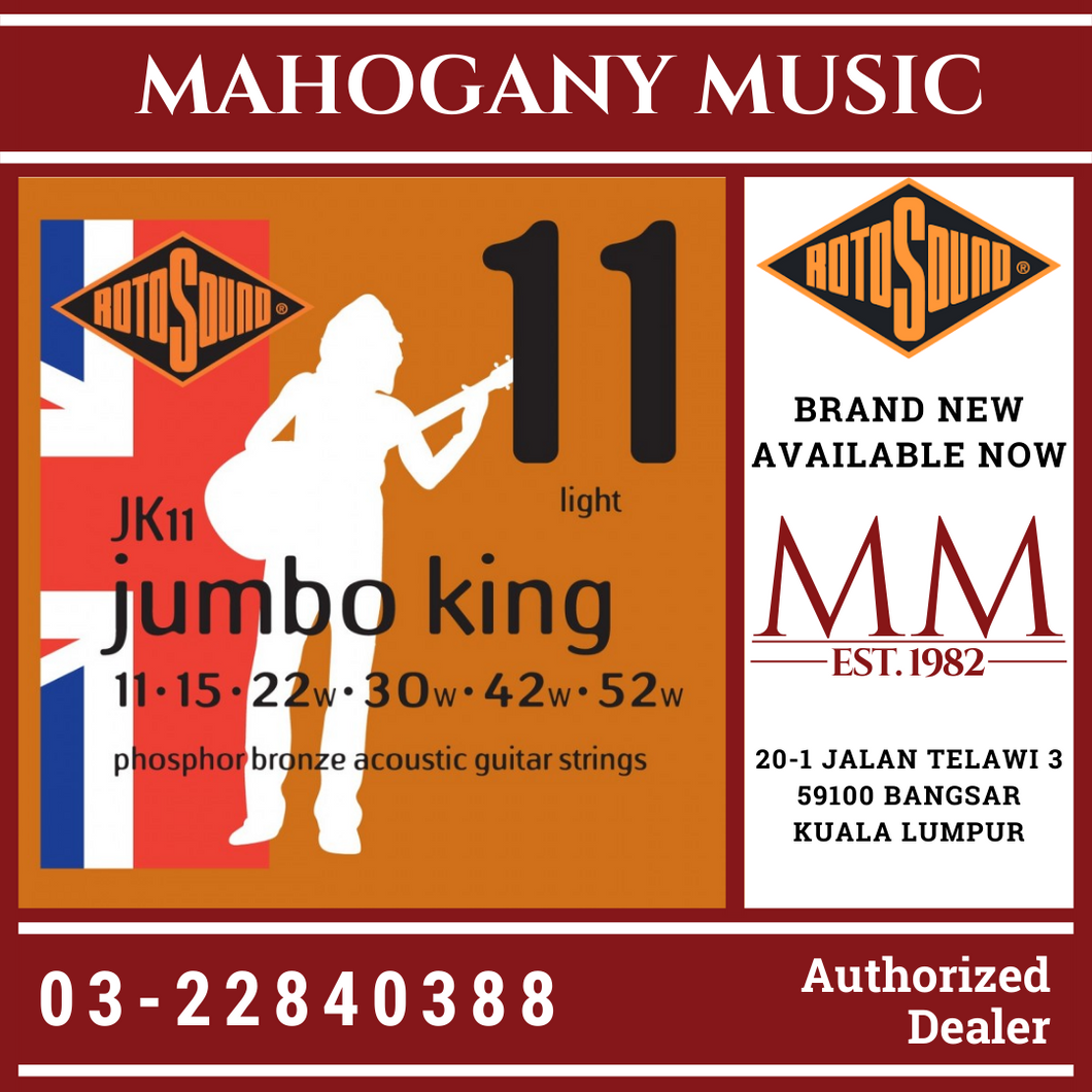 Rotosound Jk11 Jumbo King 11-52 Phosphor Bronze Acoustic Guitar Strings