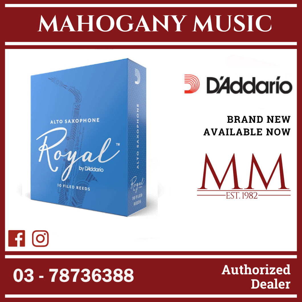 Royal By D’Addario RJB1025 Alto Saxophone Reeds, Strength 2.5, 10-Pack