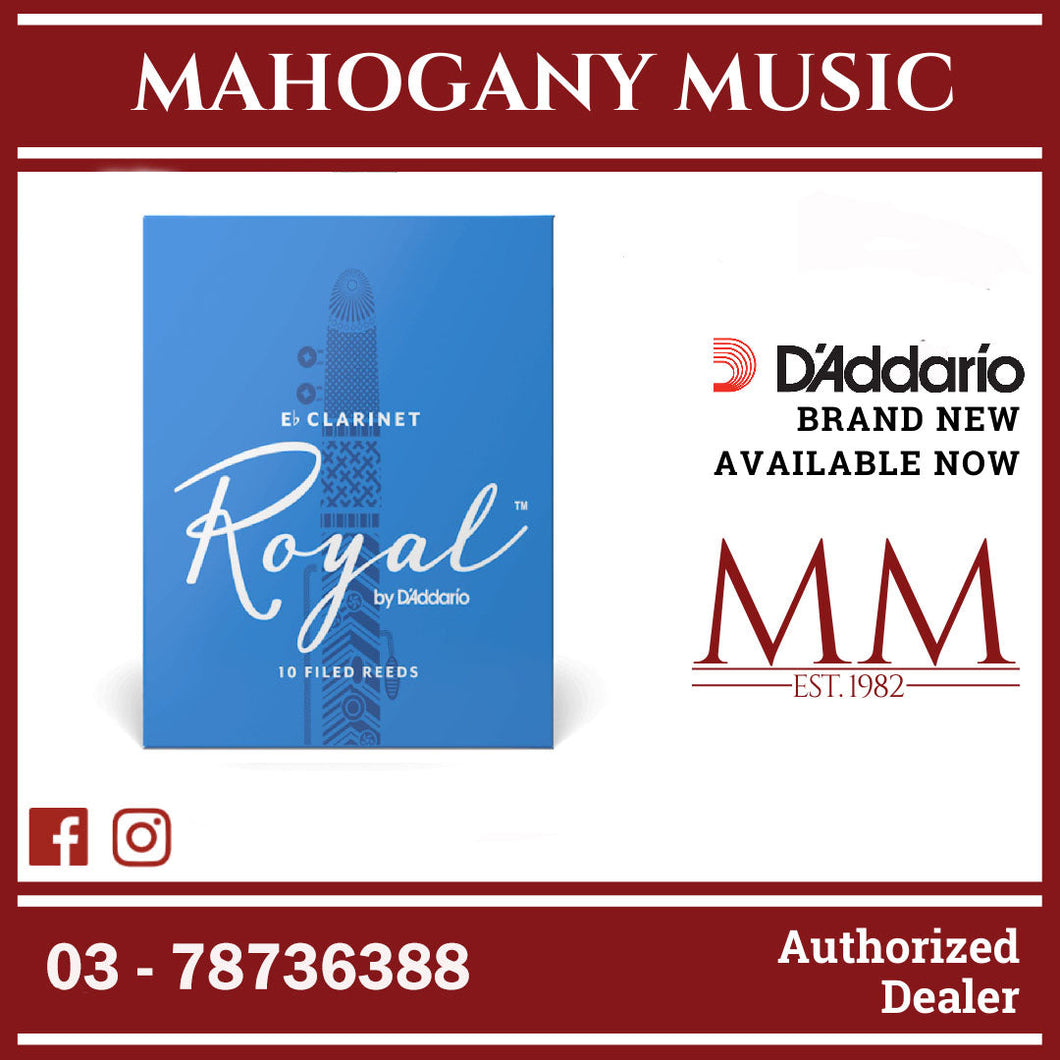 Royal by D'Addario RBB1025 Eb Clarinet Reeds, Strength 2.5, 10-Pack