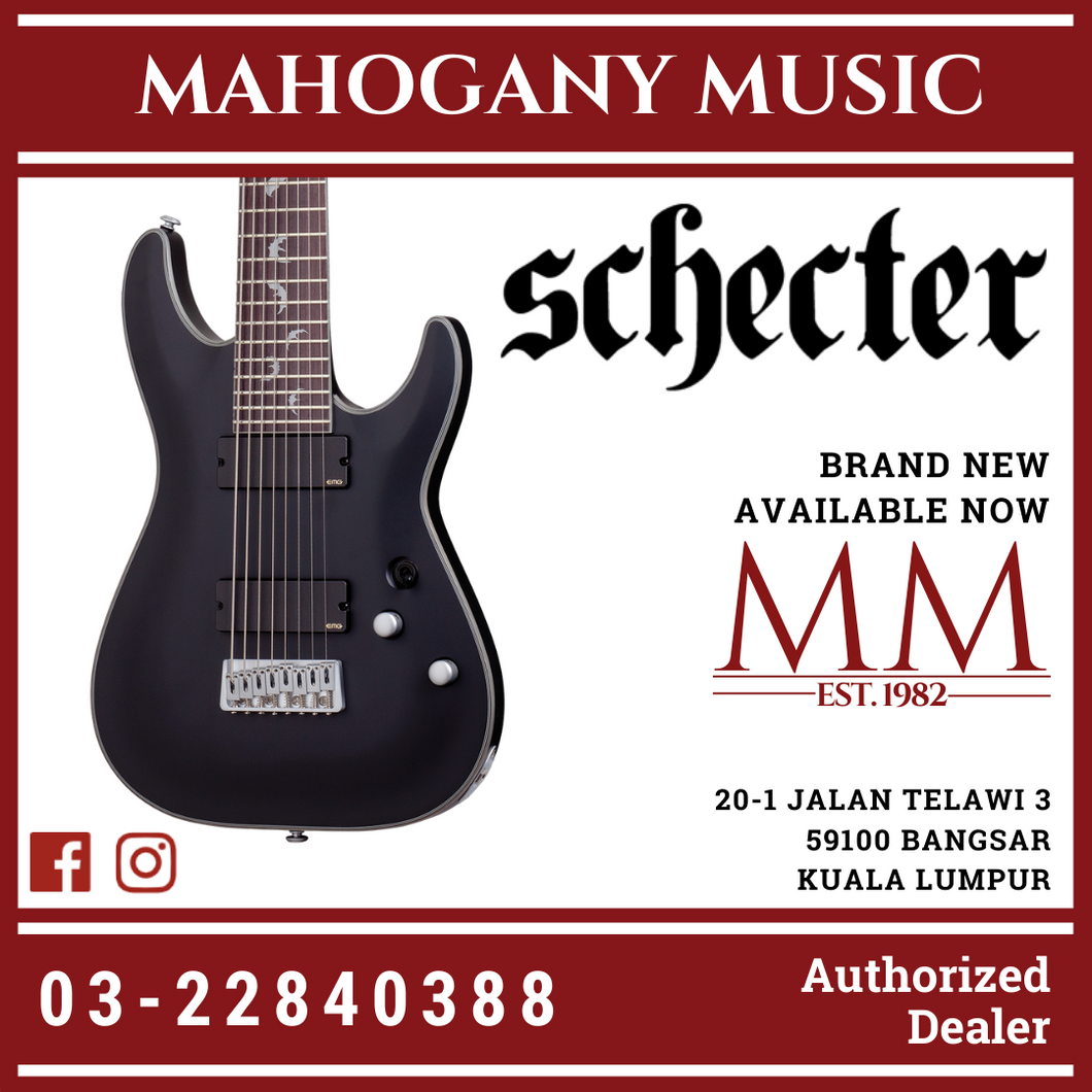 Schecter DAMIEN PLATINUM-8 SBK Satin Black Electric Guitar