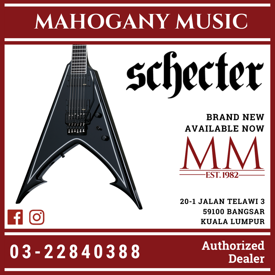 Schecter RavenDark V FR Abbath Signature - Gloss Black with Silver Pin Stripes [MIK] Electric Guitar