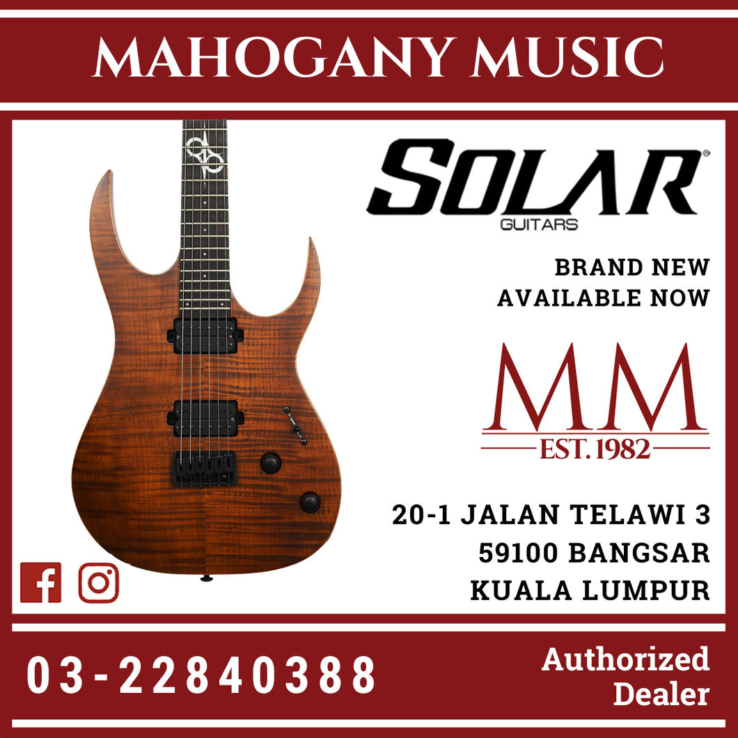 Solar S2.6FWA – Flame Dark Brown Matte Electric Guitar