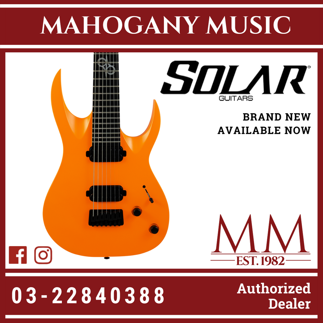 Solar A2.7ON 7 String Orange Neon Matte Electric Guitar