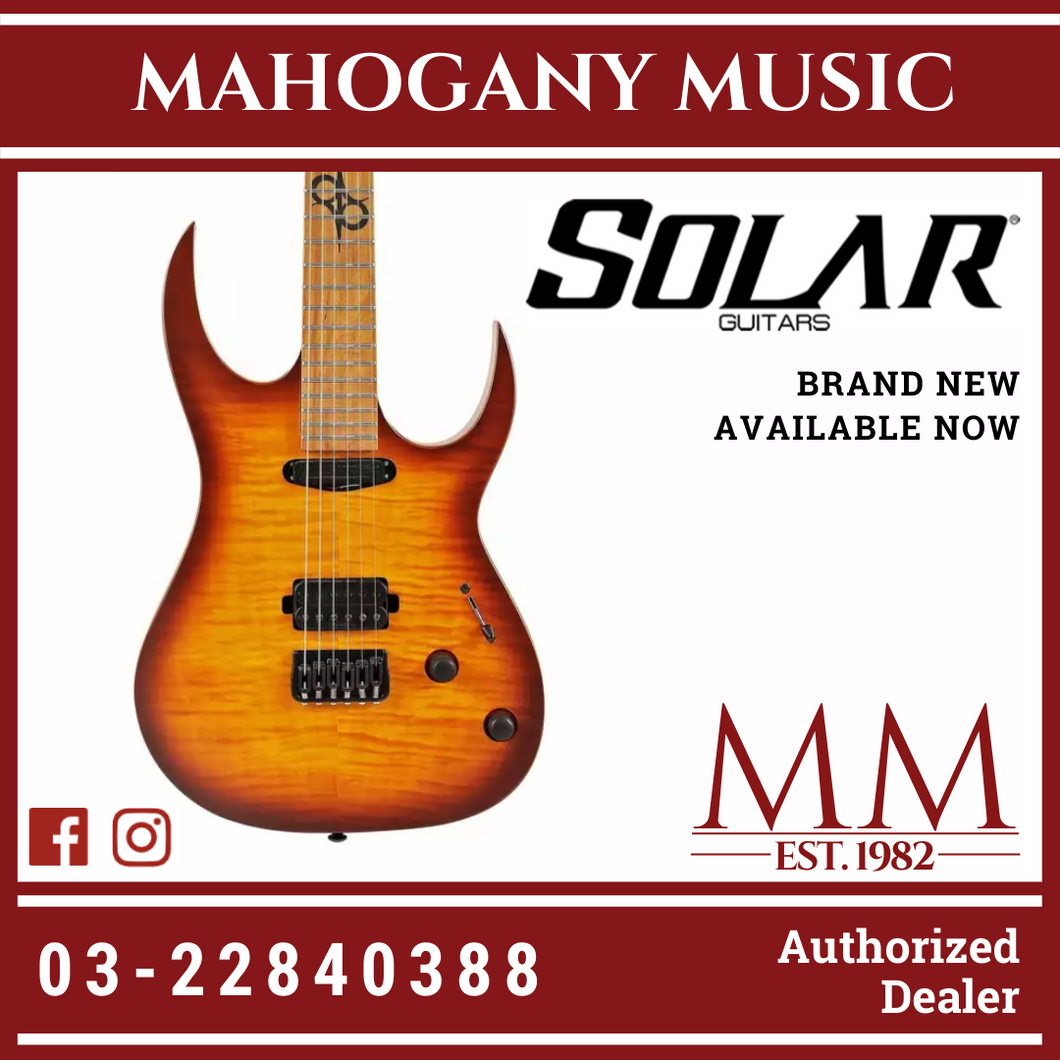 Solar SB1.6HFSB Flame Solar Burst Matte Electric Guitar