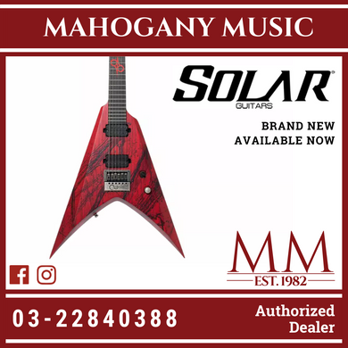 Solar V1.6Canibalismo Red Open Pore and Blood Splatter Electric Guitar