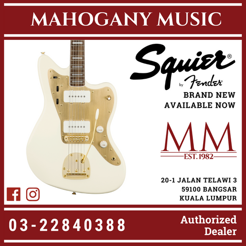 Squier 40th Anniversary Gold Edition Jazzmaster Electric Guitar, Olympic White
