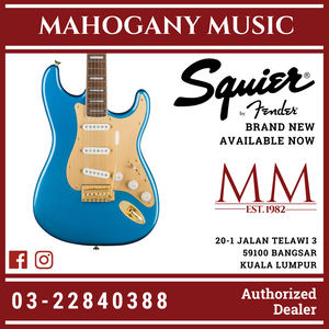 Squier 40th Anniversary Gold Edition Stratocaster Electric Guitar, Lake Placid Blue