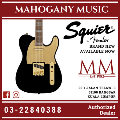 Squier 40th Anniversary Gold Edition Telecaster Electric Guitar, Black