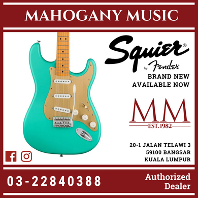 Squier 40th Anniversary Stratocaster Vintage Edition Electric Guitar, Maple FB, Satin Seafoam Green