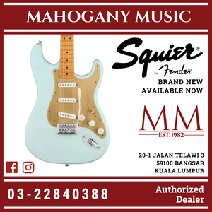 Squier 40th Anniversary Stratocaster Vintage Edition Electric Guitar, Maple FB, Satin Sonic Blue